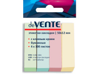 Клейкая закладка бумажная 12х50мм 4 цвета по 100л пастель (400л) 2011302