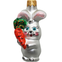 Ёлочное украшение "Зайчик малыш с морковкой" h-7см в подарочной упаковке ФУ-623