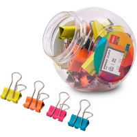 Зажим для бумаг 19мм 25шт. цветной, ассорти, в пластиковой коробке E8558