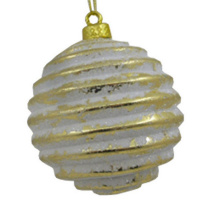 Шар 80мм с узором, золотисто-белый Y6646-18