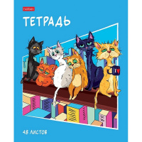 Тетрадь А5 48л клетка "КотоБанда" на скобе 5 дизайнов 48Т5В1/086804