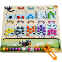 Игра логическая "Подбери цвета" 30х30см дерево (55 бусин, пицнет) XJ4110