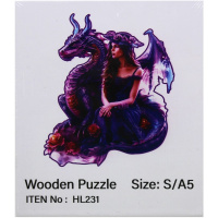 Пазл 14х12,5см дерево S "Девушка и дракон" HL231/11337-24