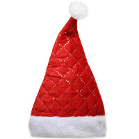 Колпак Деда Мороза 28х47см с пайетками и мехом, красный Y10016-24