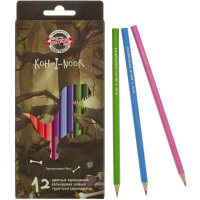 Карандаши 12 цветов "DINO" шестигранные дерево, картон 3592 Карандаши 12 цветов "DINO" шестигранные дерево, картон 3592