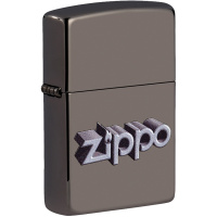 Зажигалка "Zippo Design. Black Ice Classic" 38x13x57мм латунь/сталь, чёрная, глянцевая 49417