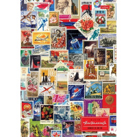 Бизнес-блокнот А4 80л "Марки СССР" клетка 5-цветный блок матовая ламинация 7БЦ 083862