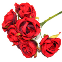 Цветок декоративный Роза 3см красный 6шт/уп. Y4821-17