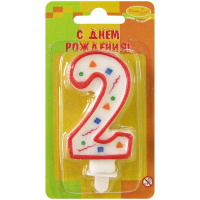 Свеча д/торта "Красное конфетти" 2, 7см 108094