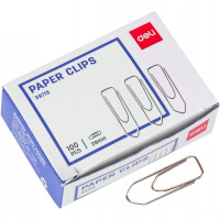 Скрепки 28мм 100шт металлические, треугольные, в картонной коробке E39719