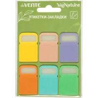 Клейкая закладка пластиковая 24х38мм 6 пастельных цветов (600л) "sigNATURE" 2011506