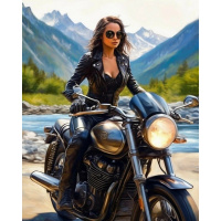 Живопись по номерам (акрил) 40х50см "Девушка-байкер" сложность 4, холст на подрамнике МСА2124