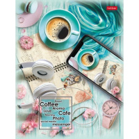 Тетрадь на кольцах А5 240л клетка "Время для кофе" глянцевая ламинация 240ТК5В1_23087/063267