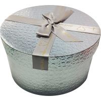 Коробка подарочная с бантом "Серебро" 14х14х8см, круглая, картон 11472-24