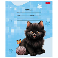 Тетрадь А5 18л линия "Черный котик" на скобе 5 дизайнов 18Т5В2/091440