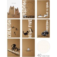 Тетрадь А5 40л линия в точку "Микс. Вид 1" прошитый блок, крафт-картон 8 дизайнов 7-40-003/01