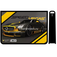 Папка д/труда А4 "Speed Vegas" 325х230х100мм на молнии сверху, 2 отделения с вкладышем, пластик ПТР-