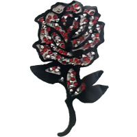 Термоаппликация со стразами "Роза" 10х5см Y8029-18