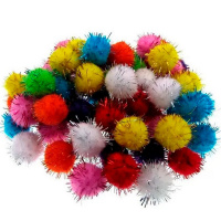 Набор помпоны пушистые, с фольгой 15мм, 50шт ассорти Y10876-24