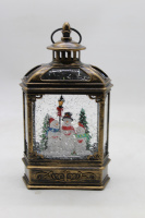 Сувенир "Фонарь. Снеговики" 23см (USB, свет, музыка) Y10098-24