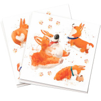 Салфетки "С Днем Рождения. Корги" 33х33см 12шт P 6077730