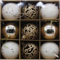 Набор шаров 80мм 9шт белый/шампань Y9977-24