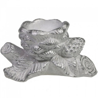 Подсвечник "Ветка с шишками" серебро 10х5х5см полистоун D108/715246