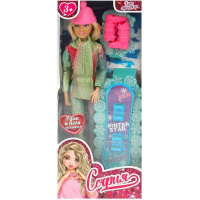 Кукла "София" 29см со сноубордом и обувью подвижная, пластик/текстиль 66001S-SB2-S-BB