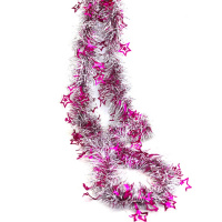 Мишура 9смх2м со звездами розовая Y8392-19