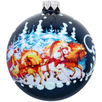 Шар 80мм "Дед Мороз и тройка" в подарочной упаковке КУ-80-214126