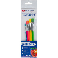 Набор кистей синтетика 5шт. (плоская 2шт., круглая 2шт., овальная 1шт.) 2171291479