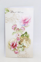 Открытка "Цветы" средний формат 120х210мм объемная, 8 видов Y9068-19