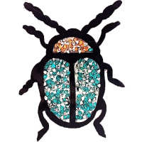 Термоаппликация со стразами "Жук" 9х6,5см Y8029-18