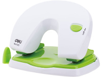 Дырокол "Vivid" 20л 2-отв, d-6мм пластик, фиксирующий механизм, белый/салатовый E0123