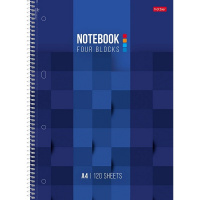 Тетрадь А4 120л клетка "Blue pixel" на спирали ламинация Soft-touch, 3 цветных разделителя 088347