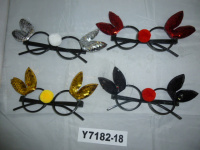 Очки с ушками, пайетками 4цв. Y7182-18