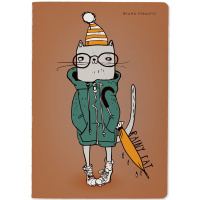 Тетрадь А5 40л клетка "Rainy cat" прошитый блок матовая ламинация 7-40-001/107