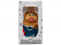 Ёлочное украшение "Свинка дама" h-9см в подарочной упаковке ФУ-281