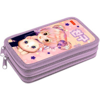 Пенал "Аниме с котиком" 19х11х5см, прямоугольный, двухстворчатый, глянцевая ламинация 083827