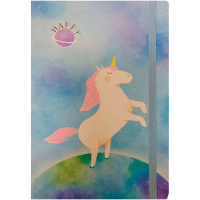 Бизнес-блокнот А5 80л "Единороги" на резинке, линия, обложка 7БЦ, 4 вида 3783-11L