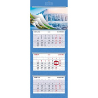 Календарь квартальный 2026 "Времена года" 320х840мм настенный трехблочный, с бегунком 5 постеров