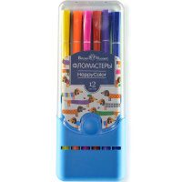 Фломастеры 12 цветов "HappyColor" круглые, в пластиковом пенале, 2 вида 32-0036