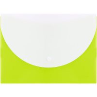 Папка-конверт на кнопке А5 пластик 0,18мм с карманом, салатовая Е38978 Папка-конверт на кнопке А5 пластик 0,18мм с карманом, салатовая Е38978