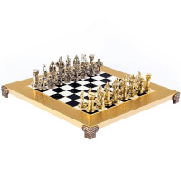 Шахматный набор "Древняя Спарта" 28х28см дерево/металл (фигуры золото/серебро) MP-S-16-28-BLA