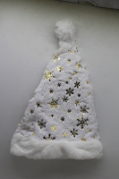 Колпак Деда Мороза с золотыми снежинками, белый Y10019-24