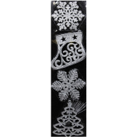 Набор ёлочных украшений 22шт "Ель, 2 снежинки, сапожок" серебро Y9932-24