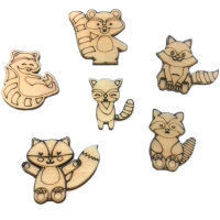 Набор миниатюр "Еноты" 2,5-5 см 6шт фанера 3мм