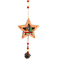 Украшение подвесное Звезда 30х10см светящееся, дерево 3 вида LG-033Y