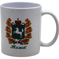 Кружка 350мл "Виды Томска №2. Герб Томской области" белая, керамика