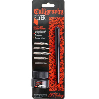 Набор для каллиграфии 7 предметов (5 перьев, держатель для пера, черные чернила 15мл) FLCG6WI